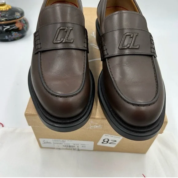 Men’s Christian Louboutin Urbino moc Leather logo Loafers size 41 made in Italy